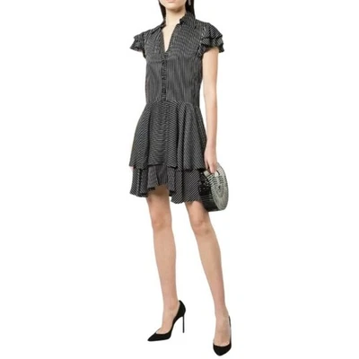 NUEVO Vestido Camisa Talla 6 Alice + Olivia Moore Abotonada a Rayas Negro Blanco Foto 1 de 4