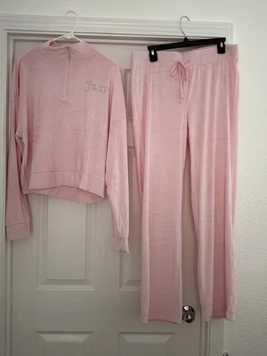 NWT Juicy Couture Size M Lola Pink Jogger Loungewear Sleepwear Zipper/Pant Set - Image 1 of 4
