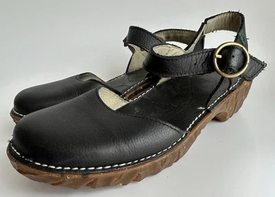 El Naturalista Yggdrasil Black Leather Ankle Strap Mary Jane Clog EU 39 US 8.5 - Image 1 of 4