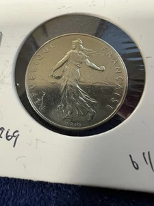 1969 France Coin 1 Franc KM# 925.1 French Coin Item 611 - Picture 1 of 2