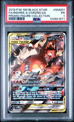 POKEMON CARD 2019 RESHIRAM & CHARIZARD GX F/A T/T BLACK STAR PROMO PSA 1 POOR - Image 1 of 4