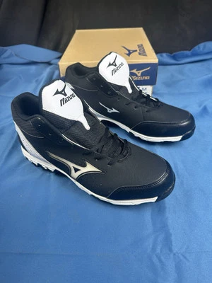 New Mizuno 9 Spike Vintage 7 Mid Switch Metal Cleats Sz And 10.5 Baseball B/W - Image 1 of 4