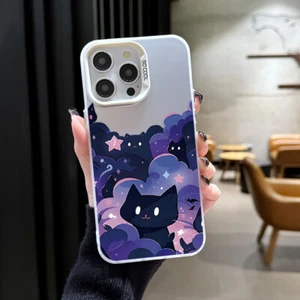 For iPhone 16 15 14 Samsung S24 S23 A25 A35 A55 Cute Cat Back Case Phone Cover - Photo 1 sur 14