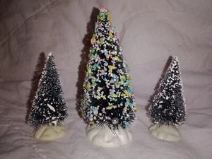 Lemax Christmas Village Cotton Candy Silver Bulb Tree And Snow Trees - Picture 1 of 10