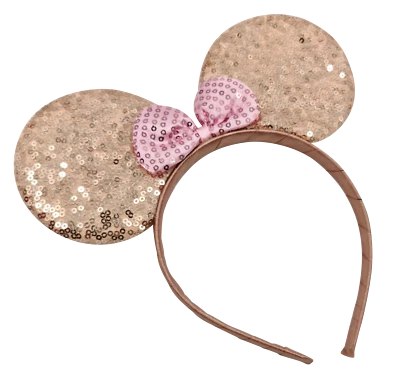 CAKE-FACTORY ROSE GOLD Minnie mouse ears hairband fancy dress party hen night glitter colour