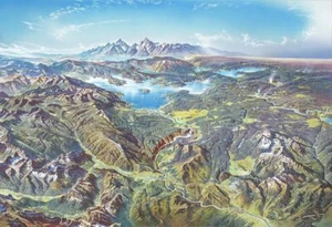 Nationalpark Service Berann Panorama Yellowstone Nationalpark Posterdruck XL - Bild 1 von 1