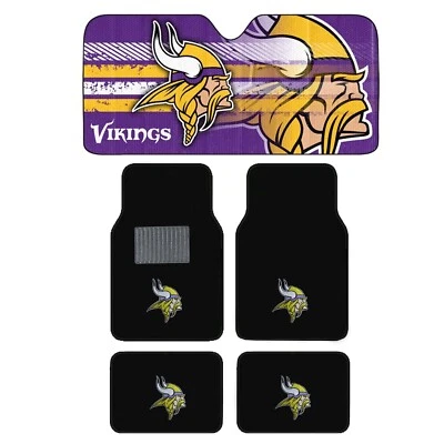 Новый NFL MINNESOTA VIKINGS автомобиля грузовика коврики и лобовое стекло солнцезащитный козырек комплект - Изображение 1 из 4