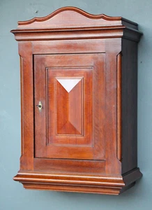Antique 19th century Provincial wall hung spice cabinet with locking door & Key - Picture 1 of 11