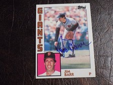 JIM BARR AUTOGRAPHED 1984 TOPPS GIANTS CARD W/COA #282