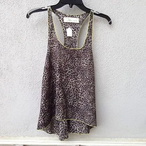 $46 NWT Vintage Havana Brand Leopard Tank Blouse With Yellow Trim - Picture 1 of 2
