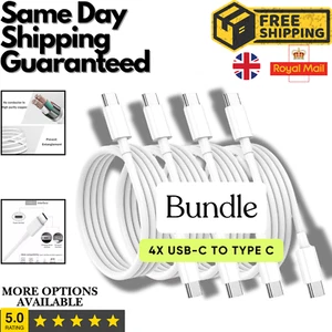 Type C to Type C Cable USB C Fast Charger Samsung Lead For iPhone 15 16 Pro Max - Picture 1 of 24