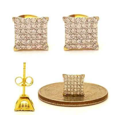 NUEVO JUEGO DE ARETES DE DIAMANTES DE LABORATORIO DE 6mm rellenos de oro amarillo de 18k para hombre Foto 1 de 4