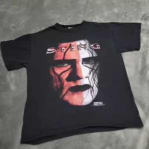 De Colección Años 90 Sting ECW Nuevo Orden Mundial 1998 Grande Negro Tultex Big Face Lucha Salón de la Fama - Imagen 1 de 7