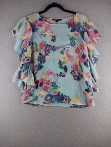 Zac & Rachel Floral Flirty Sleeve Rayon Top Women's Size M - Picture 1 of 6
