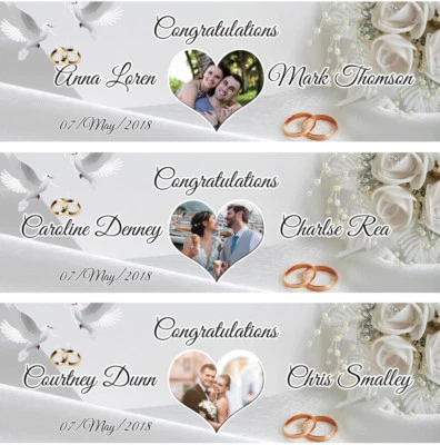 2 Personalised wedding engagement banner photo party poster just married couple - Image 1 of 2