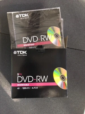 TDK DVD-RW 5 Pack Rewritable 120Min 4.7GB 4 X Speed See Pictures - Image 1 of 4