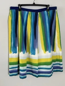 Calvin Klein Multicolored A-Line Linen Lined Skirt Women's Size 16 - Picture 1 of 7