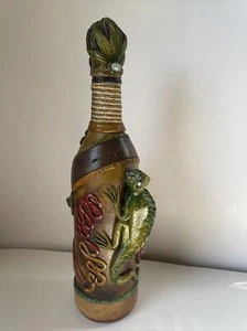 Mixed Media Bottle Iguana /Lizard, Snakes & Hemp Leaf - Picture 1 of 9