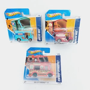 Hot Wheels HW City Works 11 Bread Box Sweet Van Streets Friburgers Grill x3 - Picture 1 of 5