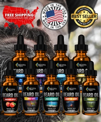 Beard Growth Oil- Fast Growing Beard Mustache Facial Hair oil for Men 15+ Scents - Image 1 of 4