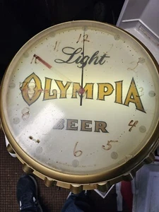 1971 Vintage Olympia Brewing Co. Illuminated Crown Clock Item# 9007 - Picture 1 of 8