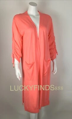 Michael Kors 女式全新带标签 120 美元长款开衫珊瑚掸子口袋 — 第 1/4 张图片