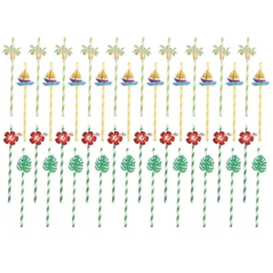 40 PCS Coconut Tree Paper Straw Bride Party Hawaiian Decorations for - Picture 1 of 12