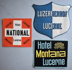 Vintage Hotel Montana Luzernerhof ~ Lucerne Switzerland Luggage Baggage Label X3 - Picture 1 of 3