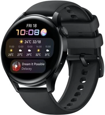 Huawei Watch 3 Active GPS Smartwatch with Sp02 and Health Monitoring - Black - Image 1 of 4