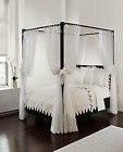 Royale Home Canopy Bed Panels with Top Ties and Tie Backs, White Sheer for All B