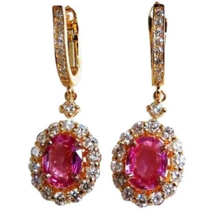 Certified 1.22ct Natural round Diamond 14k yellow gold amethyst dangler earrings - Picture 1 of 5
