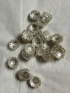 35pcs 12x5mm Silver Plated Bead Caps for Jewelry Making - Picture 1 of 2
