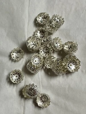 Tapas de cuentas chapadas en plata de 12x5 mm 35 un. para hacer joyas Foto 1 de 2