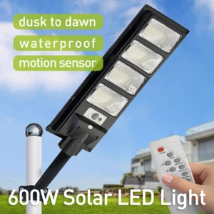 Solar Power LED Steet Light Remote Control Outdoor Security Waterproof 600W - Picture 1 of 14