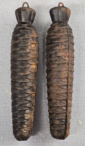 Antique Cuckoo Clock Pine Cone Weight Set / 3.3 Total Pounds - Watchmaker Parts - Picture 1 of 6