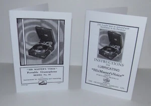 Fonógrafo portátil His Masters Voice HMV 97 manuales de instrucciones de gramófono - Imagen 1 de 5