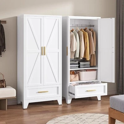 Cofar Metal Wardrobe Cabinet Clothing Storage Cabinet With Adjustable Shelves - Image 1 of 3