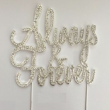 GRANDE sempre & per sempre Cake Pick Topper Argento Chiaro Strass Gemme