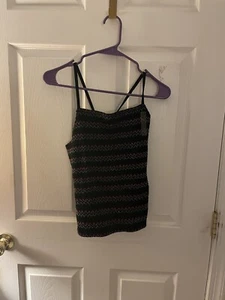 NEW Justice Black With Stripes Tank Top Size 18/20 - Picture 1 of 3