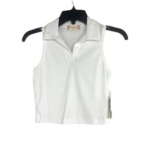 Altar'd State Womens Y2K Style White Sleeveless Collared Crop Top  MSRP 39.99 - Picture 1 of 7