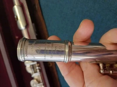 FLAUTO MURAMATSU  ARGENTO MASSICCIO/CUSTODIA ORIGINALE + CUSTODIA IN PELLE - Immagine 1 di 4