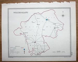 Original antique political map, WESTMORLAND Samuel Lewis, 1835 - Picture 1 of 1