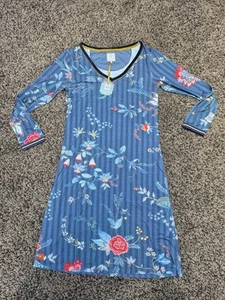 NEU Pip Studio Nachthemd Longshirt Gr. S Flower Festival Dark Blue Blau Langarm - Bild 1 von 8