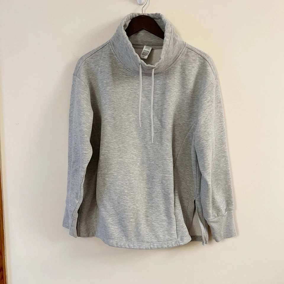 Sudadera pulóver gris con cordón cuello capucha RBX talla grande mezcla de algodón Foto 1 de 4