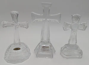 3 KRISTALL GLAS TISCHPLATTE KREUZ BETEN ALTER CHRISTENTUM KATHOLISCHE KIRCHE - Bild 1 von 9