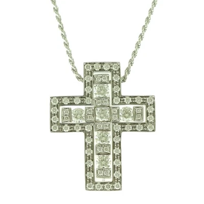 Damiani Necklace K18 white gold diamond cross Belle epoch used - Image 1 of 4