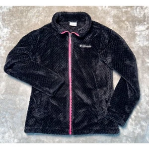 Columbia Fireside Sherpa Full Zip Black Jacket Girls Kids XL Pink Winter Cozy - Picture 1 of 11