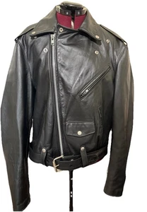 Vintage Herren Lederhandwerk Motorrad Motto Jacke Gr. 44 YKK Reißverschluss Biker Punk - Bild 1 von 23