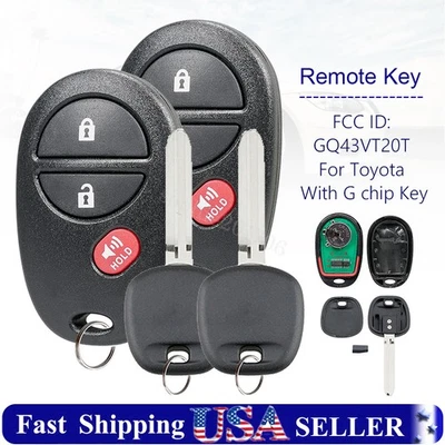 2 Replacement For 2005 2006 2007 2008 2009 2010 - 2015 Toyota Tacoma Key + Fob - Image 1 of 4