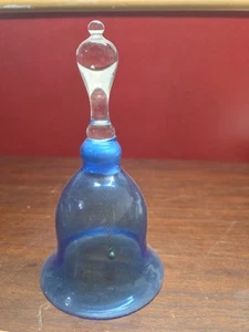 Pilgrim Glass Blue Hand Blown Glass Bell 8"  - Picture 1 of 4
